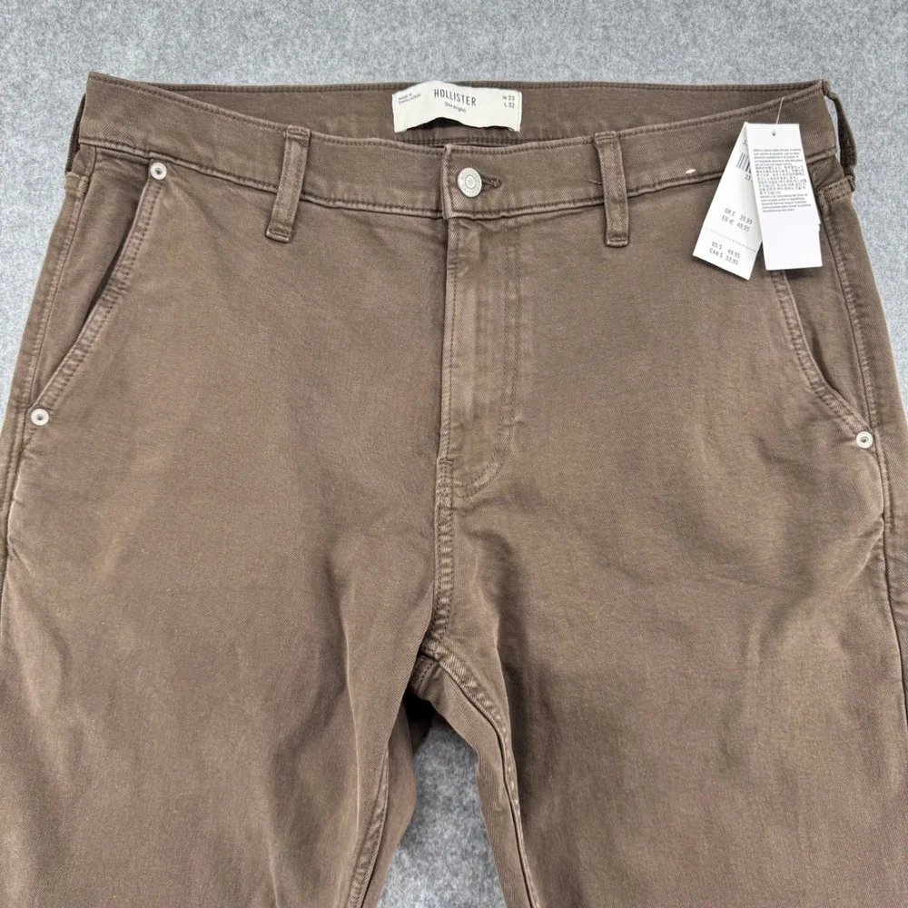 Hollister Straight Leg Pants Mens 33x32 Brown Classic Five-Pocket Chino